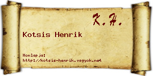 Kotsis Henrik névjegykártya